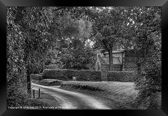 Church on Sweetbriar Lane Framed Print by Julie Coe