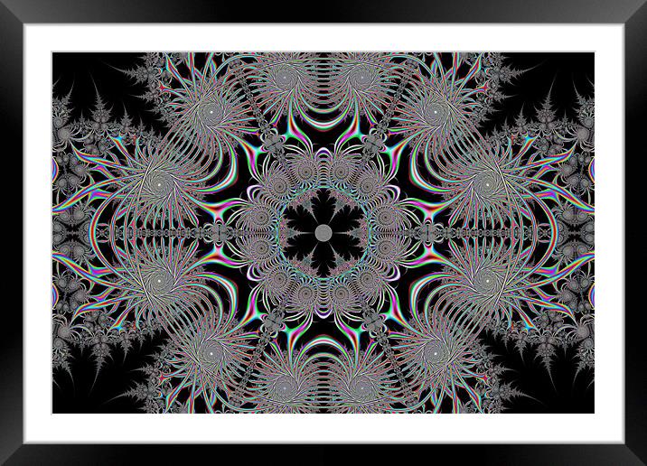 Coloured Snowflake Framed Mounted Print by Julie Coe