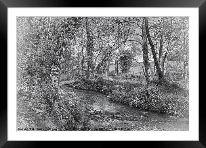 Down By The River BW Framed Mounted Print by Julie Coe