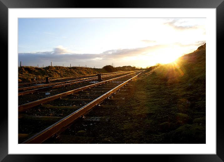 Railway at Sunset Framed Mounted Print by John Russell