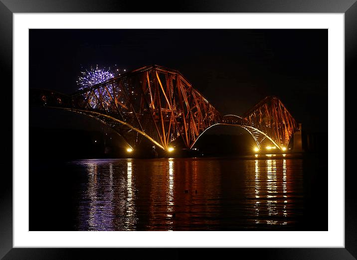  Fireworks at Rail Bridge Framed Mounted Print by Andrew Beveridge