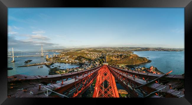 View from top of Forth Rail Bridge Framed Print by Andrew Beveridge