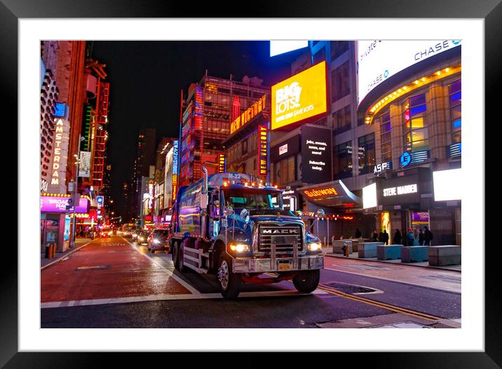 Truck on East 46th St, New York City Framed Mounted Print by Andrew Beveridge