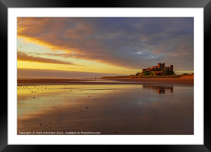 Bamburgh Castle Sunrise Framed Mounted Print by Mark Pritchard