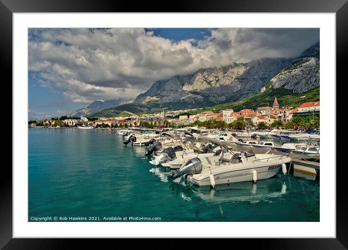 Makarska Marina speedboats  Framed Mounted Print by Rob Hawkins