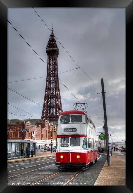 Blackpool  Tram & Tower  Framed Print by Rob Hawkins