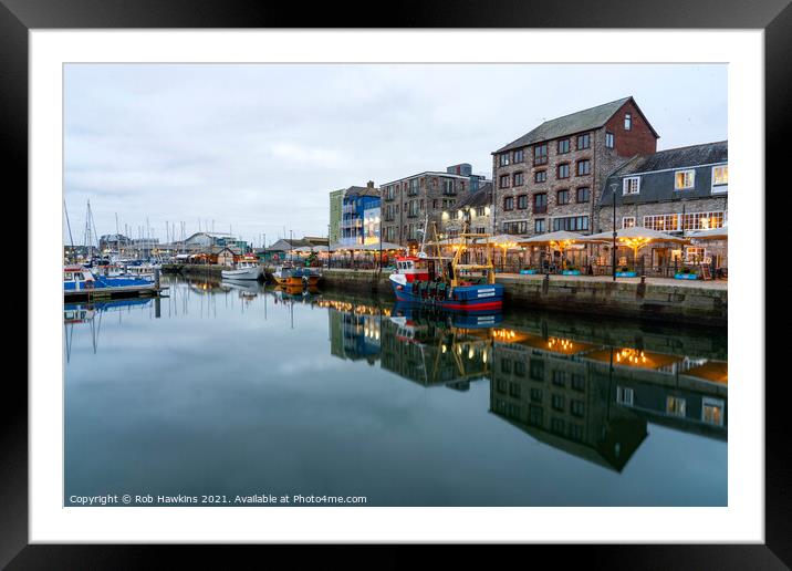 Plymouth Barbican Twilight Framed Mounted Print by Rob Hawkins