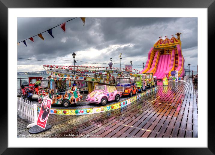 Paignton Pier fun rides  Framed Mounted Print by Rob Hawkins