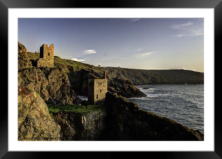 Crown Tin mines at dusk Framed Mounted Print by Rob Hawkins
