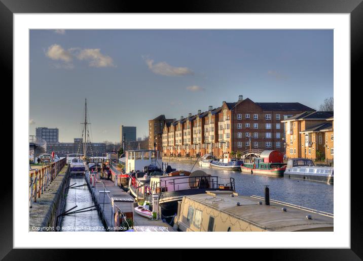Surrey Quays Cityscape Framed Mounted Print by Rob Hawkins
