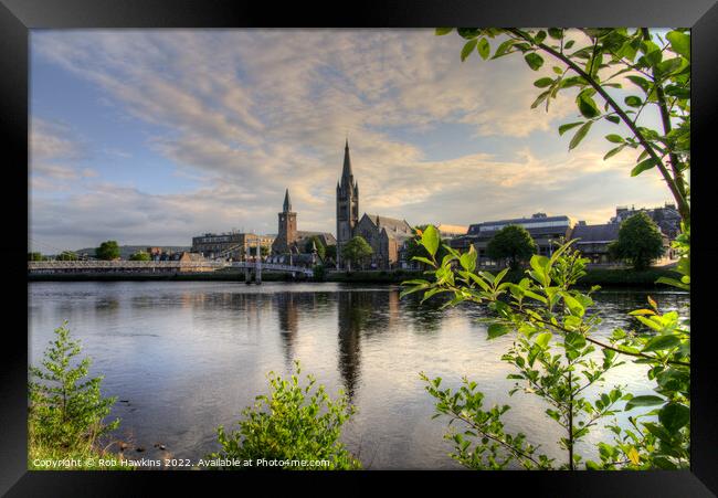 Inverness church reflections Framed Print by Rob Hawkins
