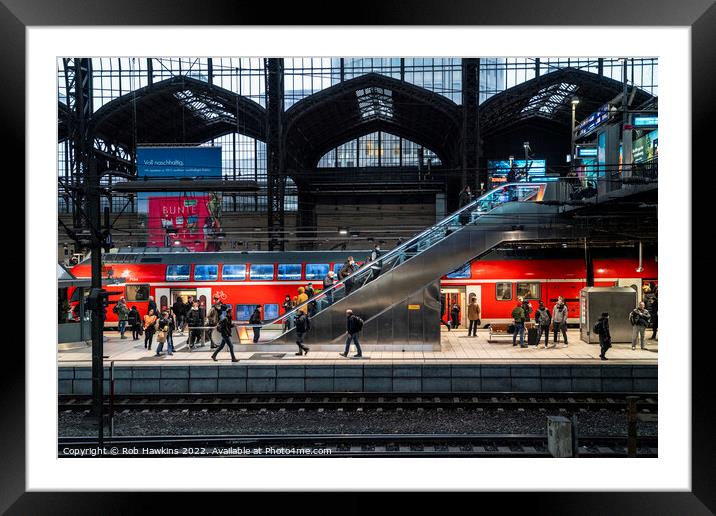 Hamburg Hauptbahnhof Escalation  Framed Mounted Print by Rob Hawkins