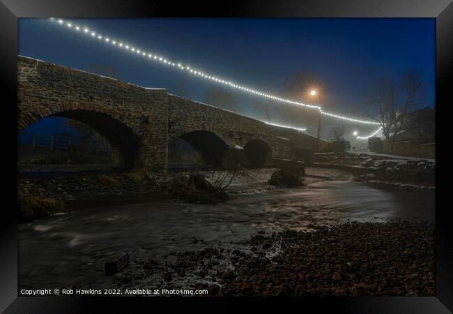 Culmstock bridge by nights  Framed Print by Rob Hawkins
