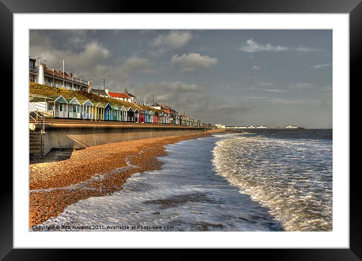 Southwold Beach & huts Framed Mounted Print by Rob Hawkins