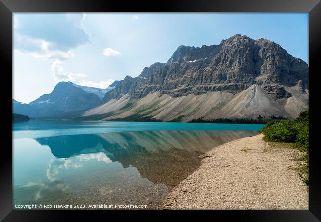 Bow Lake reflections Framed Print by Rob Hawkins
