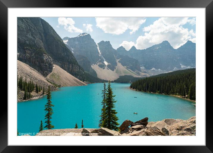 Lake Moraine Mountains Framed Mounted Print by Rob Hawkins