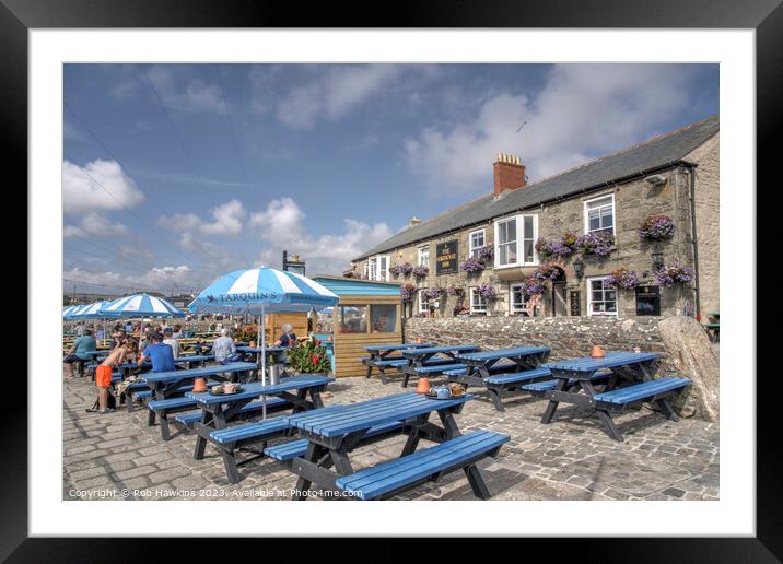 Porthleven Harbour Inn  Framed Mounted Print by Rob Hawkins