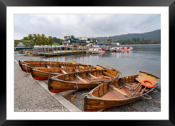 Bowness Row boats  Framed Mounted Print by Rob Hawkins