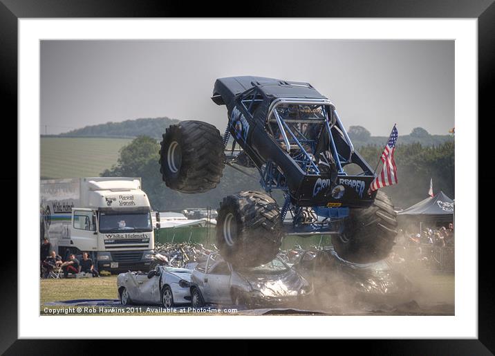 Monster Truck Madness Framed Mounted Print by Rob Hawkins
