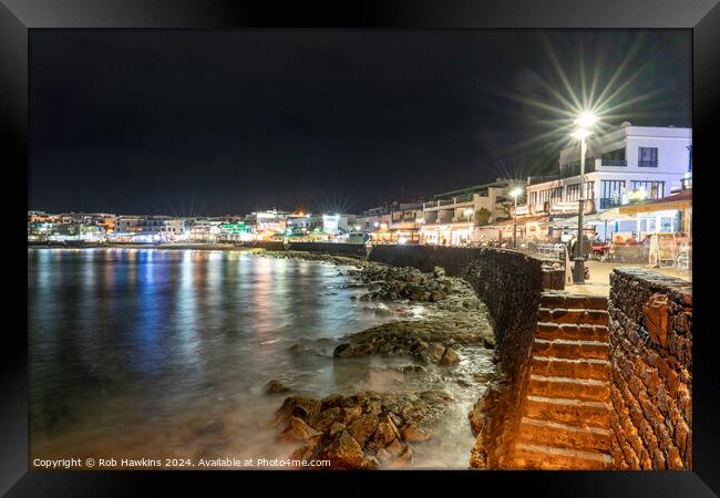 Playa Blanca night Promenade  Framed Print by Rob Hawkins