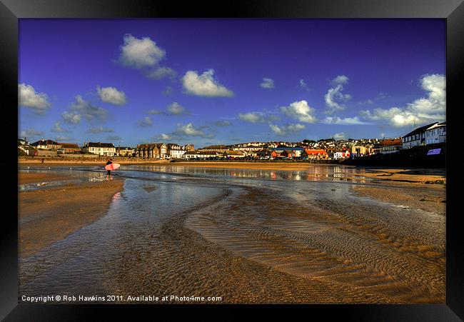 Beach at Perranporth Framed Print by Rob Hawkins