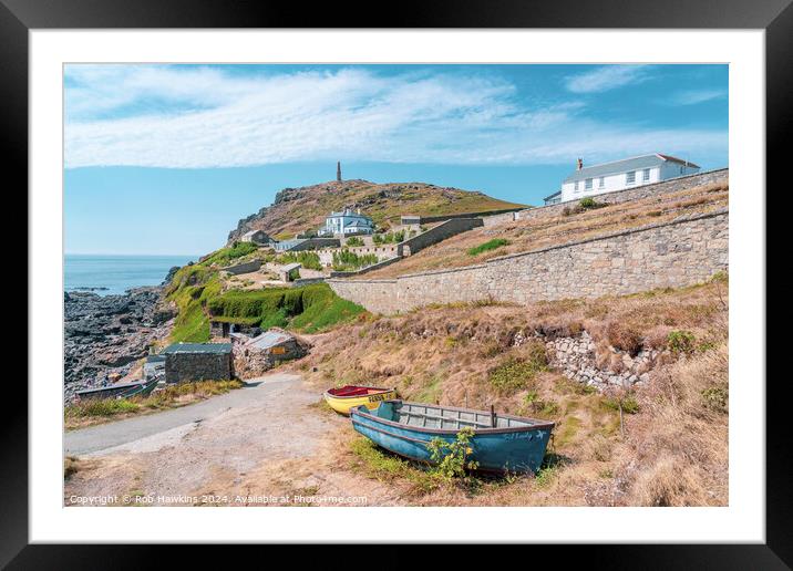 Cape Cornwall row boats  Framed Mounted Print by Rob Hawkins