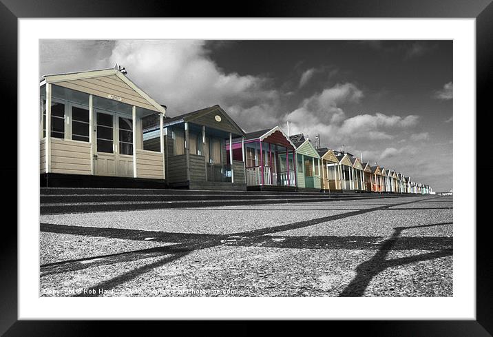 The Beach huts at Southwold Framed Mounted Print by Rob Hawkins