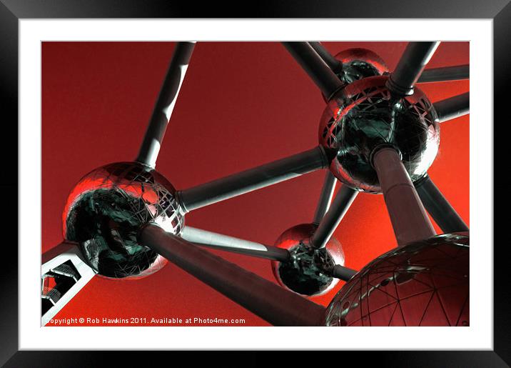 Red Atomium Framed Mounted Print by Rob Hawkins