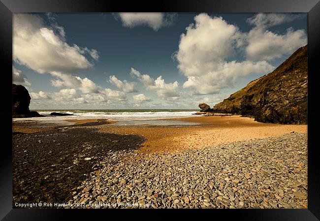 The beach at Llangrannog Framed Print by Rob Hawkins