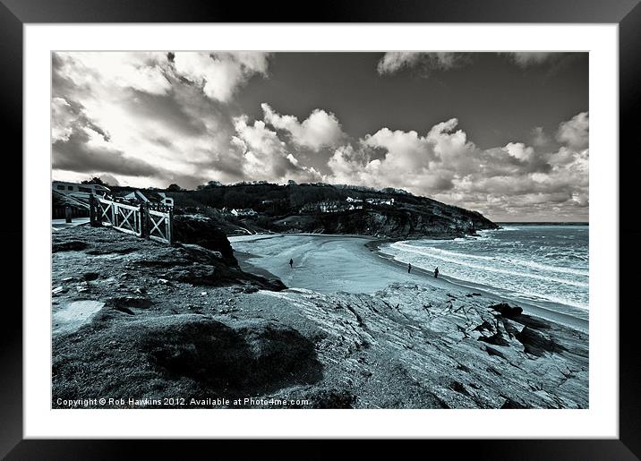 Beach at Aberporth Framed Mounted Print by Rob Hawkins