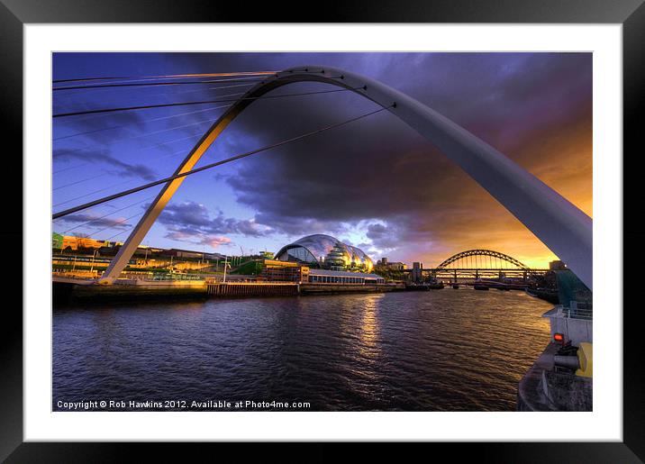 Fine Tyne sunset Framed Mounted Print by Rob Hawkins