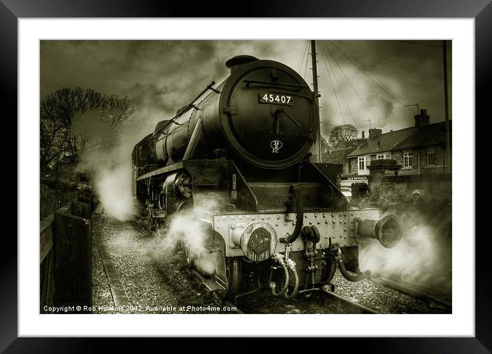 The Black Five (mono) Framed Mounted Print by Rob Hawkins