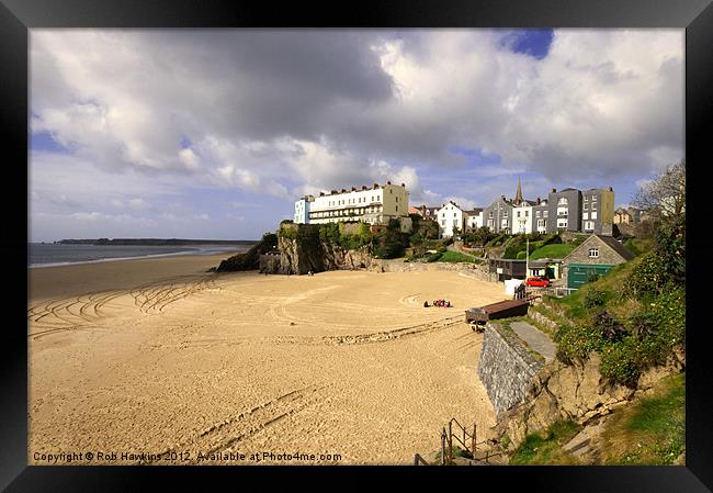 Castle beach at Tenby Framed Print by Rob Hawkins