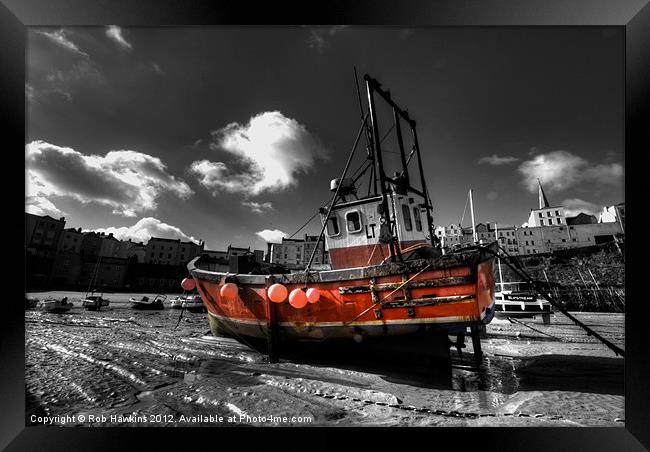 Little Red Fishing boat Framed Print by Rob Hawkins