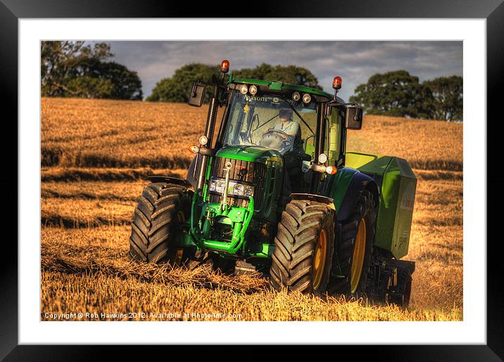 Tractor & the Baler Framed Mounted Print by Rob Hawkins