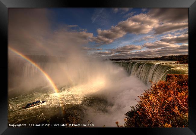 Rainbows over Niagara Falls Framed Print by Rob Hawkins