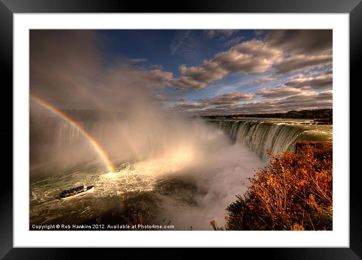 Rainbows over Niagara Falls Framed Mounted Print by Rob Hawkins
