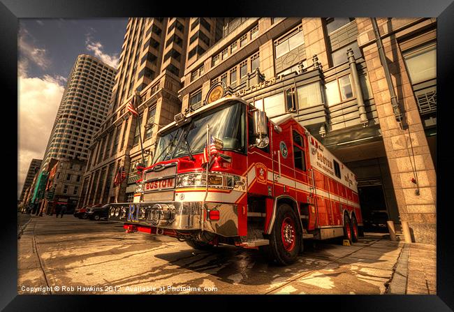 Boston Fire Truck Framed Print by Rob Hawkins