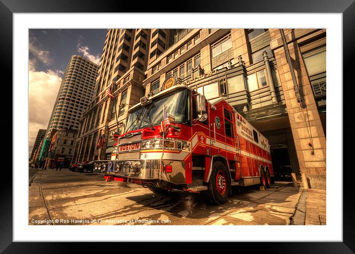 Boston Fire Truck Framed Mounted Print by Rob Hawkins
