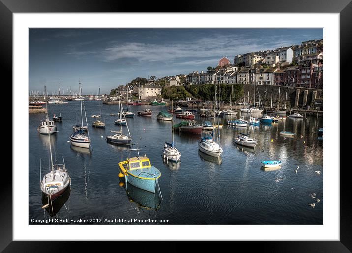 Brixhams Harbour Framed Mounted Print by Rob Hawkins