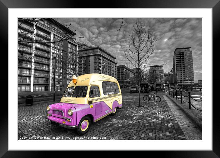 Ice Cream Van in Docklands Framed Mounted Print by Rob Hawkins