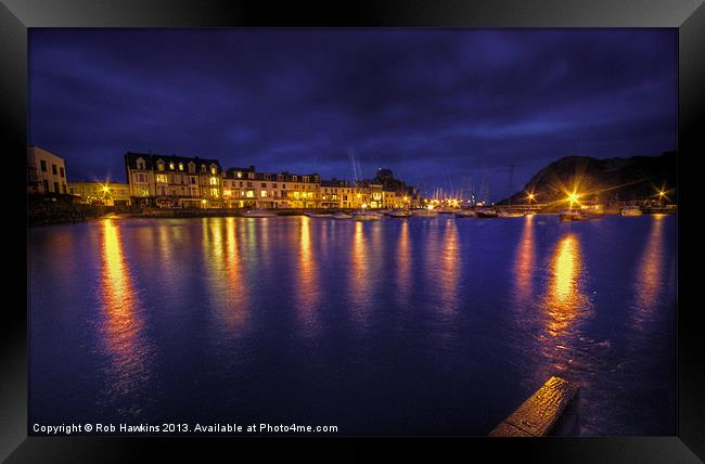 Ilfracombe Harbour by Night Framed Print by Rob Hawkins