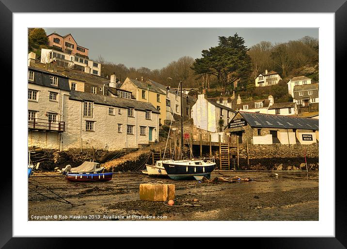 Polperro Harbour Framed Mounted Print by Rob Hawkins