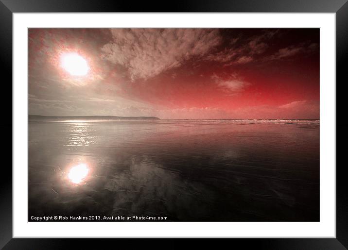 Woolacombe Beach in red Framed Mounted Print by Rob Hawkins