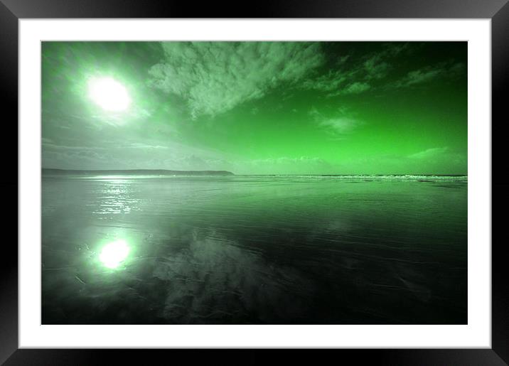 Woolacombe Beach in green Framed Mounted Print by Rob Hawkins