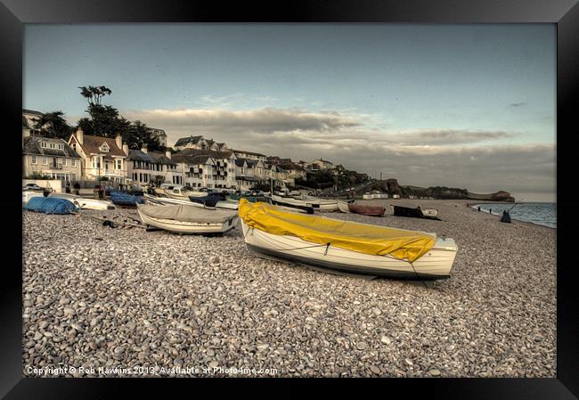 Boats on the Beach at Budleigh Framed Print by Rob Hawkins