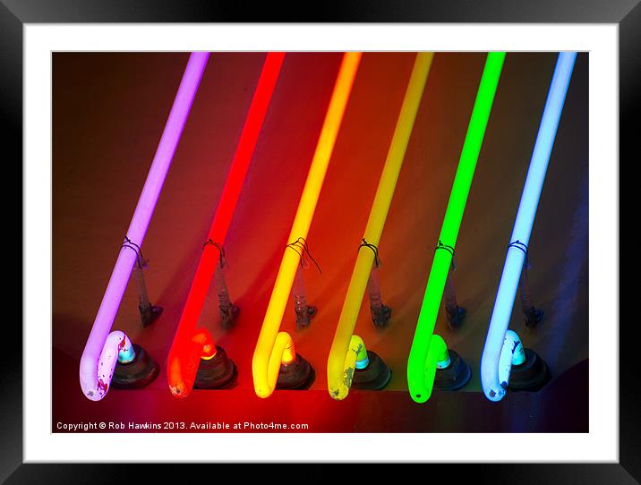 Neon Rainbow Framed Mounted Print by Rob Hawkins