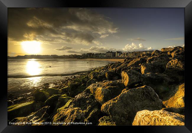 Morecambe Beach at Sunrise Framed Print by Rob Hawkins
