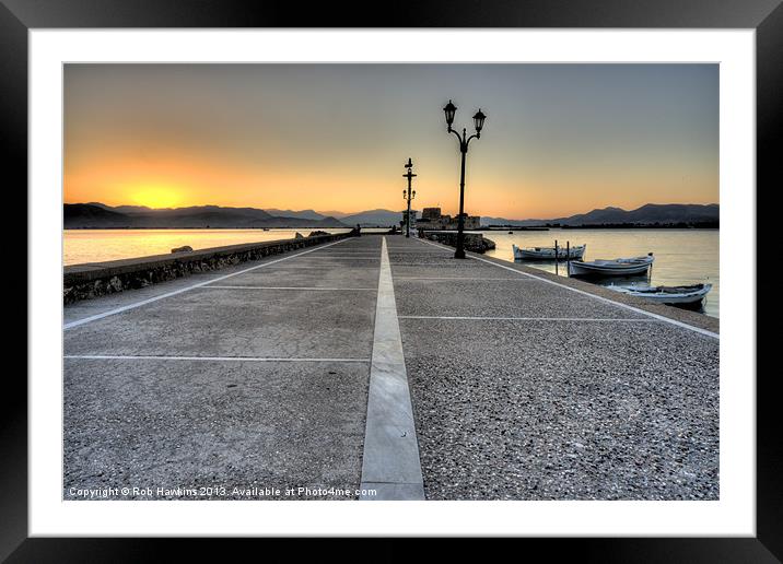 Nafplion Sunset Framed Mounted Print by Rob Hawkins