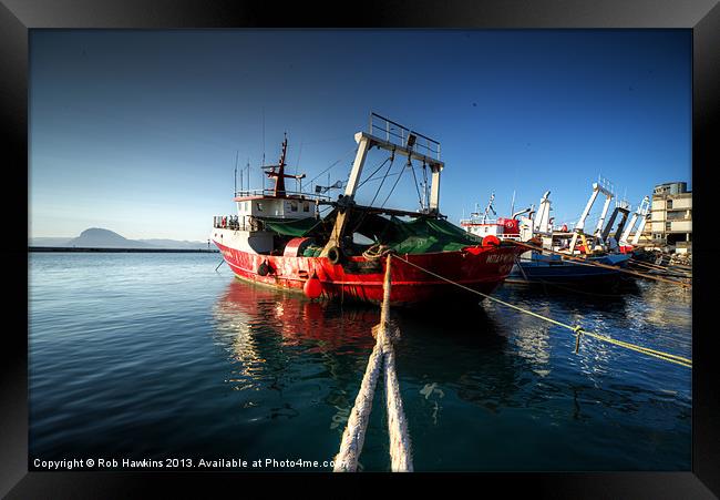 Trawlers at Patras Framed Print by Rob Hawkins